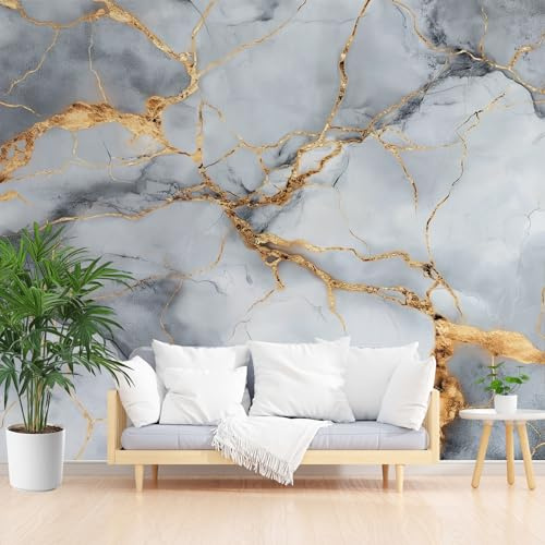 Gaqinhh Aspect Marbre Papier Peint Panoramique Art Esthétique Moderne Papier Peint Intissé Salon, Adulte Chambre D'Enfants, Restaurant Décoration Murale 200 x 140 cm (L x H)