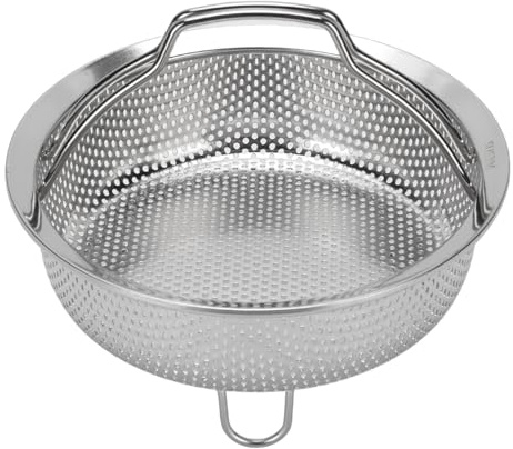 Canasta de Vapor con Manija Plegable, Inserto de Vapor Colandante Multifuncional, Cesta de Vapor Vegetal de Acero Inoxidable 304, Inserción de Vapor Vegetal para Olla de Arroz (Grande)