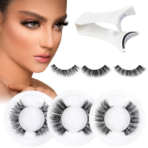 3 Pair Magnetic Eyelashes with Applicator, No Glue Needed False EyelashesReusable False Lashes with Natural Look, Easy to Apply for Everyday Wear and Special Occasions