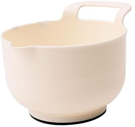 Sharplace Saladier avec bec verseur pratique de qualité alimentaire avec poignée fond antidérapant outil de cuisine bol de mélange multifonctionnel, Beige, 1l
