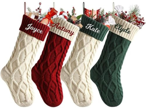 YJWZ Calcetines Navidad Chimenea Personalizado con Nombre Botas de Navidad para Colgar Calcetines Navideños Papá Noel Christmas Stocking Idea Regalo para Decoración Navideña (Estilo D, 1 Piezas)