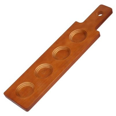 ELAYARD Soporte Sujeta Vasos para Cocina y Decoración Creativa y Hogar Diseño Simple Bandeja de Madera 4 Ranuras para Vasos para Whisky, Vino y Cerveza