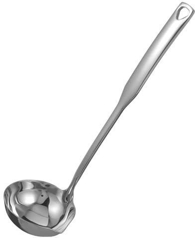 Toyvian Louche Inox à Long Manche pour Sauce et Soupe Cuillère de Service Profonde avec Bec Verseur pour Buffet et Fête Ustensile Cuisine Professionnel
