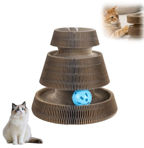 Katzen Kratzbrett, Foldable Interaktives Kratzspielzeug mit Glöckchen, Katzen Spielzeug für den Drinnen und Draußen Geeignet Cat kratzpappe (C)