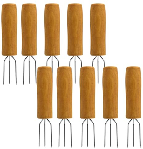 10 pièces porte-épis de maïs brochettes de maïs 3 broches supports doux avec poignée en bois antidérapante pour les fêtes barbecue pique-niques camping
