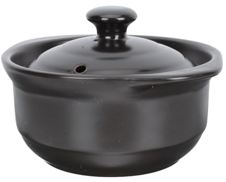 DECORNIJIA Pentola in Terracotta Ceramica 1l Resistente al Calore per Stufati e Zuppe, Casseruola Multifunzione Antiaderente per Cucina Domestica, per Preparazioni a Fuoco Lento