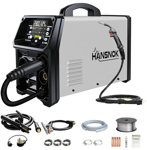 Soldador MIG pulsado de aluminio de 250 A, máquina soldadora 5 en 1 de pulso MIG/Gas MIG/núcleo de flujo sin gas MIG/Stick/Lift TIG/110V/220v Pantalla LED grande de doble voltaje con máquina de