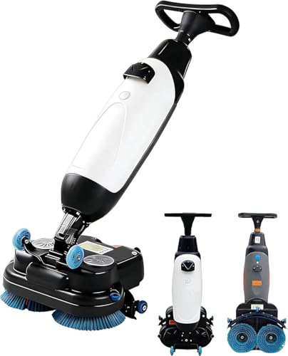 LMYYDES Automatic Floor Scrubber, Commercial Self-Propelled 18 Inch, 36V/10.5Ah Long Life Battery, Large Dual Water Tanks, Hard Floor Scrubber and Dryer White