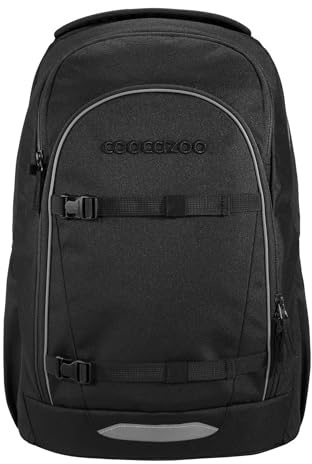 Coocazoo Schulrucksack EVERY „Midnight Black“, schwarz, ergonomischer & anpassbarer Tornister, höhenverstellbar, mit Brustgurt & Hüftgurt, ab der 3. Klasse