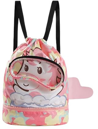 Bolsa Natación Niño Compartimento Zapatos Separación Seco Húmedo Unicornio | Mochila Cuerdas Niños Mochila de Fitness, Impermeable Bolsa de Deporte para Piscina y Playa