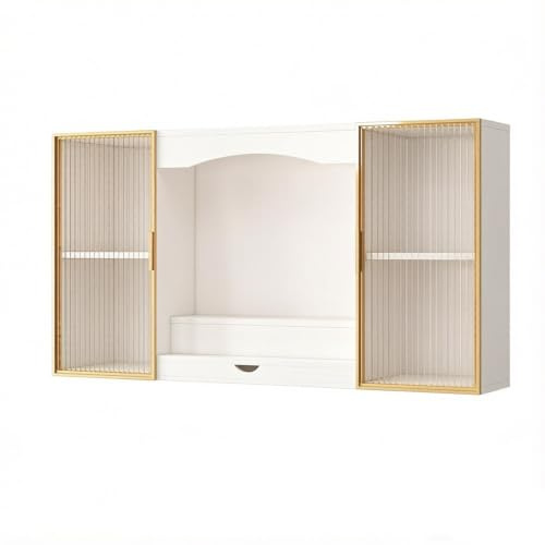 Buddhist Altar Wall-Mounted Niche Cabinet With Light & Doors Elegant | White