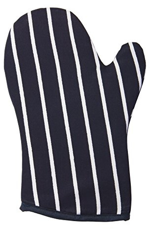 Classic Butcher's Stripe Oven Gauntlet in Navy Blue