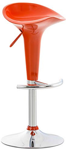 CLP Taburete Saddle con Asiento De Polipropileno I Taburete De Bar Altura Regulable & Giratorio I Silla Alta De Cocina con Reposapiés I Color: Color Naranja