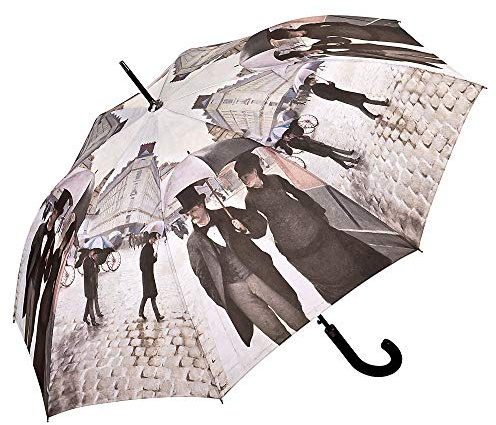 VON LILIENFELD® Parapluie Gustave Caillebotte: Paris sous la pluie Ouverture Automatique Résistant au Vent Canne Grand Robuste Art