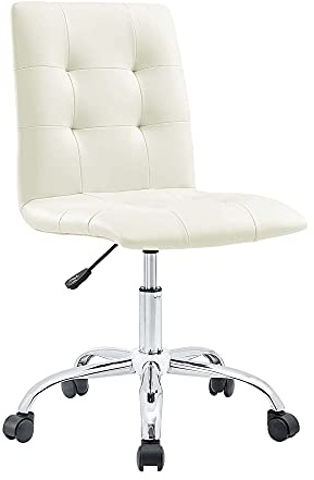 Modway Prim Ribbed Armless Mid Back Swivel Conference Office Chair In White