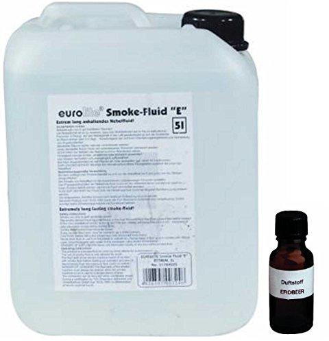 5 Liter Eurolite E (Extrem) Nebelfluid + 30 ml Duftstoff Erdbeere, Smoke-Fluid, Nebel-Fluid-Flüssigkeit für Nebelmaschine
