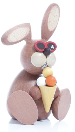 Osterartikel Osterhase mit EIS HxB 12x5,5cm NEU Osterdeko Osterhasenfigur Ostern Korb Osterei Frühling Erzgebirge Seiffen Hase Blumen