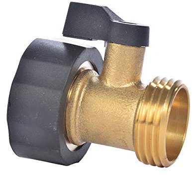 REGNHLIF 3/4 Brass Shut Off Valve Garden Hose Connector | 1-Way Restricted-Flow Water Shut-Off, Fits 3/4 Inch Hose Connector