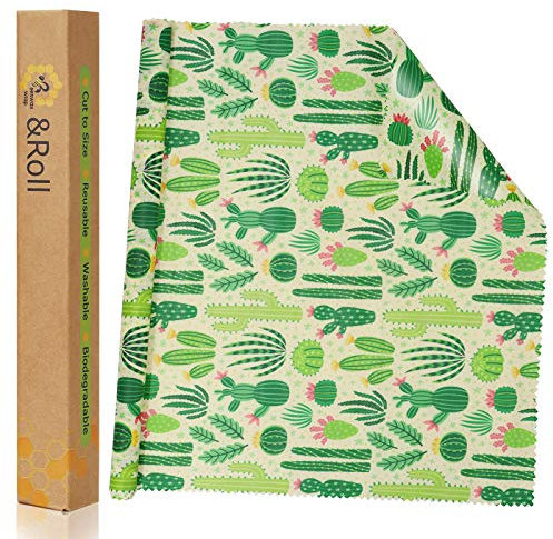 Beeswax Food Wrap Roll 39'' x 12'' - Organic Reusable Beeswax Wrap Eco Friendly Natural Sustainable Food Storage Wraps for Sandwich, Cheese, Fruit, Bread, Snacks