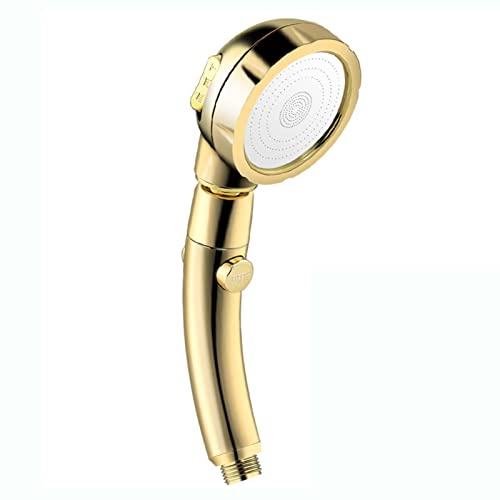 RGRE Duschkopf Wassersparend, Hochdruck Handbrause Mit Stoppfunktion, Brausekopf Handheld Duschbrause Mit Brauseschlauch, Duschkopf Regendusche (Gold)