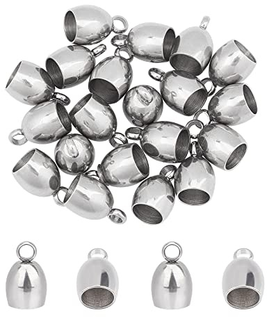 UNICRAFTALE 20 Stück Endkappen Edelstahl 5 mm 304 Edelstahl Endkappen Schmuck Leder Einklebe Endkappen Schnur Endkappen Finding Kit Für Quasten Armband Schmuckherstellung