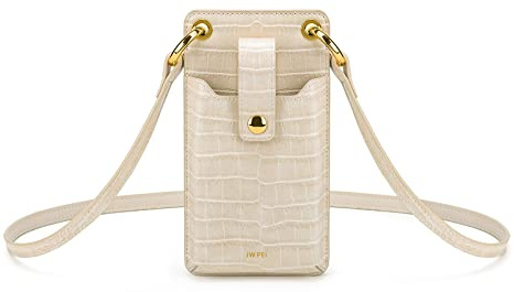 JW PEI Aylin Canvas & Quinn Vegan Leather Cell Phone Crossbody Bag, Beige, Quinn-VeganLeather