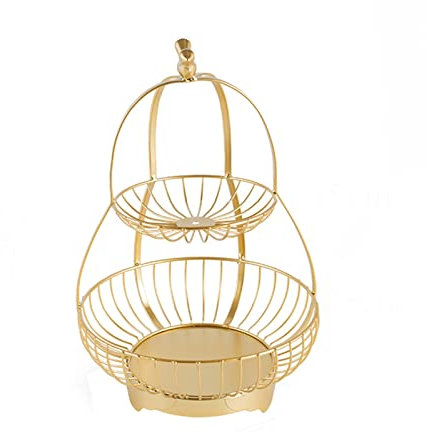 frutero Cesta de la cesta de la cesta de la cesta de la cesta de la copa de la fruta de 2 niveles Cesta de la fruta de la fruta del hogar Soporte de exhibición decorativo, tazón de múltiples propósito