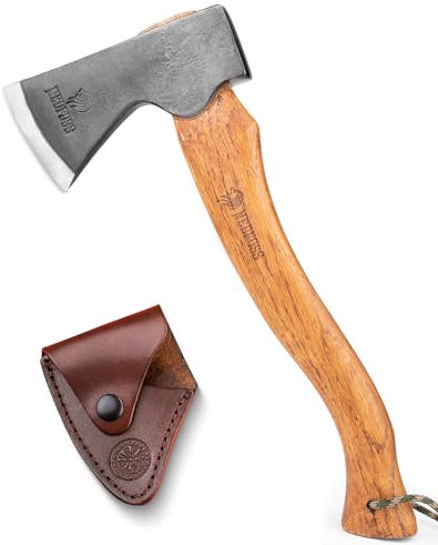 Nedfoss Axt 38cm - Survival, Wikinger, Beil Mit Holzgriff - Outdoor Mit Scheide, Bushcraft, Spaltaxt, Hatchet - Scharfe Camping Und Universalaxt Für Garten & Outdoor