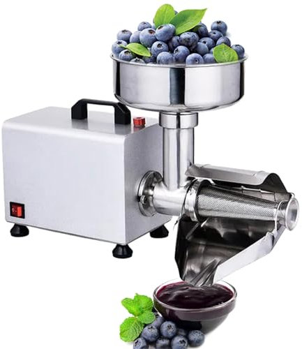 QJJML Colador Eléctrico de Arándanos, 370W Máquina Comercial para Moler Frutas, Prensa y Colador de Acero Inoxidable, Exprimidor de Tomate y Salsera