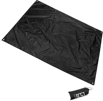 Kisangel Outdoor Picnic Mat Black 210x150cm Oxford Fabric Camping Floor Mat Water-resistant Sunshade Hiking Tent Lightweight Ground Cover for Beach Park