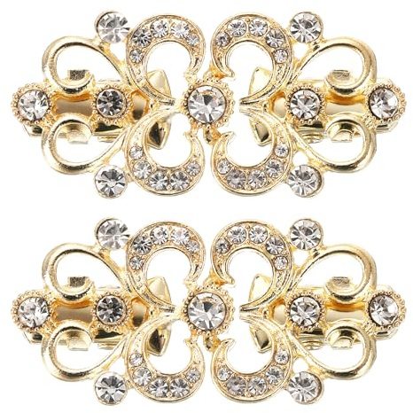 QUARKZMAN Vintage Pullover Clips Gold 2 Stück | Umhang Verschluss Retro Cardigan Clips Schal Kragen Verschluss Brosche Clip für Frauen
