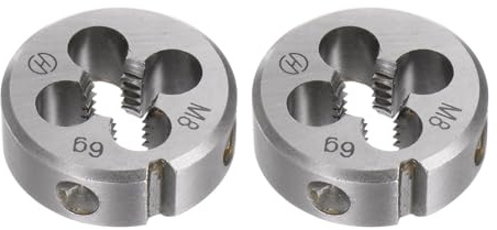 QUARKZMAN 2 Stück Runde Schneideisen, Metrisches M8 x 1,25 Gewinde (Rechtsgewinde), Legierter Werkzeugstahl Schneideisen Reparaturwerkzeug