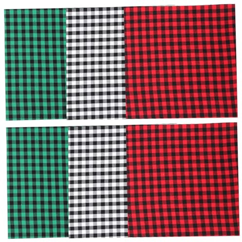 Operitacx 6st Karierte Baumwolle Selber Machen Weihnachtsstoff Tuch Heimtextilien Feiertags-stoffbündel Weihnachts-Patchwork-Stoff Patchworkstoff Gitter Weihnachten Material