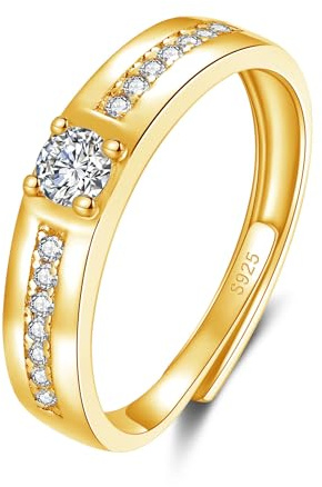 Kamise Silber Paare Ring für Damen & Herren, 925 Sterling Silber Partner Ringe mit Zirkonia, Verstellbar Versprechen Verlobungsring Hochzeitsring, Einfach Offen Eheringe Band Ring mit Geschenkbox