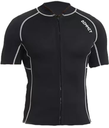 DEMMET Wetsuit Top Short Sleeve 1.5mm/3mm Neoprene Shorts Wetsuit Jacket Men Women High Stretch Wetsuit Couple's Front Zip Wetsuit Swim Dive Snorkeling Surf Kayak Canoe