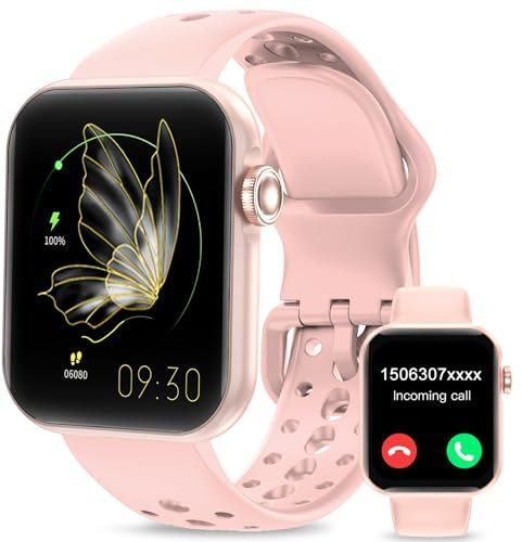 niolina Smartwatch Herren Damen mit Telefonfunktion, 1,83 Zoll HD Touchscreen Fitnessuhr, 110+ Sportmodi mit Schrittzähler/Herzfrequenz/Schlafmonitor, Smart Watch Wasserdicht für iOS Android, Rosa