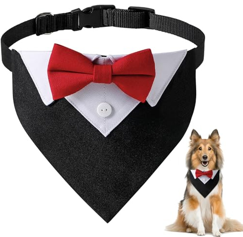 YIIWONI Halstuch für Hunde, Fliege und Halsband mit verstellbarer Krawatte, für kleine, mittelgroße und große Haustiere