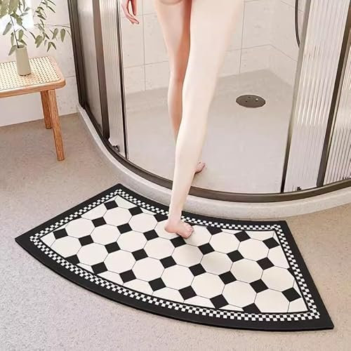 Arc-shaped Shower Mat - Gebogene Badematte, schnell trocknende, gebogene Duschmatten for runde und Eckduschen, stark saugfähige Eck-Badematte, rutschfeste Gummi-Duschmatte außen for die Dusche(A)
