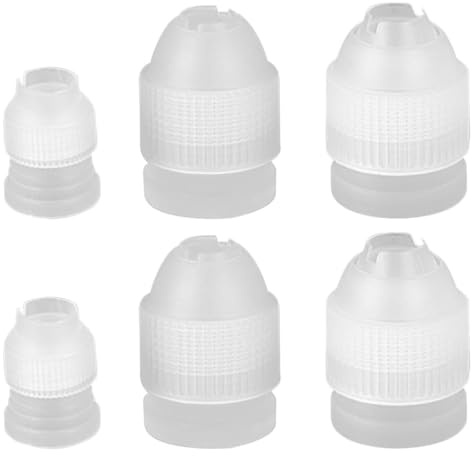 Generic 6Pcs Piping Nozzles Coupler Set, Reusable Plastic Icing Piping Tip Converter Nozzle in 3 Sizes, Coupler for Birthday Cake Decorating Tool for Cupcakes Cookies DIY Cream Jelly Mashed Potatoes