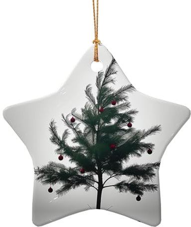 Modellbaum-Weihnachtsanhänger, doppelseitiger Keramik-Weihnachtsanhänger zum Basteln, Weihnachtsanhänger, dekoratives Ornament mit goldfarbener Kordel