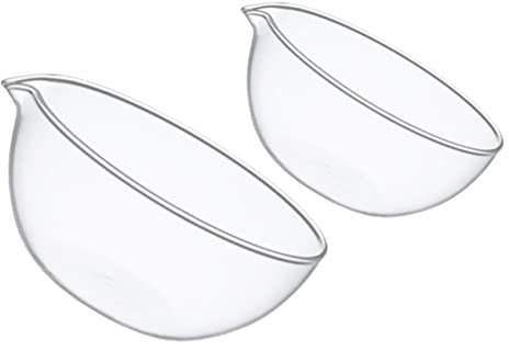 Homoyoyo Heat-Resistant Glass Sauce Bowls Set 500ml and 200ml, Microwave Safe Glass Condiment Dishes for Kitchen Dining and Baking, Mini Creative Pour Spout Bowls for Sauces and Seasonings