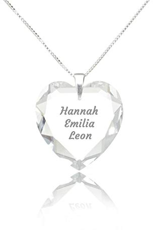 Herzkette 925 Sterling Silber SWAROVSKI ELEMENTS Herz Crystal Gravur Anhänger Namenskette mit mehreren Wunschnamen. …