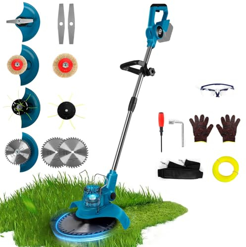 Batteridriven grästrimmer kompatibel med Makita 18 V batteri, 4-i-1 borstlös grästrimmer 20 cm skärbredd justerbart handtag 99–135 cm teleskopstång för trädgård gräsmatta Dornbuch