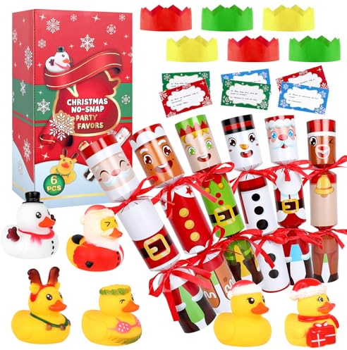 SULOLI 6 Stück Christmas Box,Knallbonbons für Weihnachten,Weihnachtskasten mit Aufziehspielzeug für Kinder Weihnachten Party