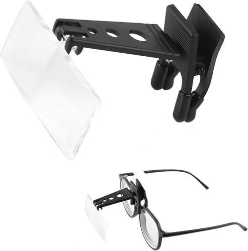 Wxinsheng Abatibles con Clip Tipo Lupa Lupa,1,5X 2,5X 3,5X Aumento de Veces,Gafas de Lupa con Clip,Manos Libres Lupa para Anteojos Gafas,Lupa para Gafas,Lupa de Joyería,Lectura de Lupa para Personas
