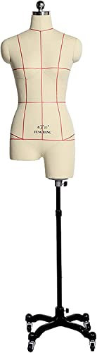 DRFGHK Schneiderpuppe, weiblicher Torso, verstellbare Schneiderpuppe zum Nähen, weibliche Schneiderpuppe, Torso-Körper/Schneiderpuppe, mit Saugnapf und Universalrad (Größe: XXL-Modell 88)