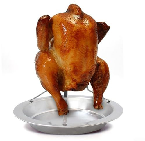 Heavy Duty Chicken Roaster Stand for BBQ and Oven Use Cook with Beer Can Method Safely