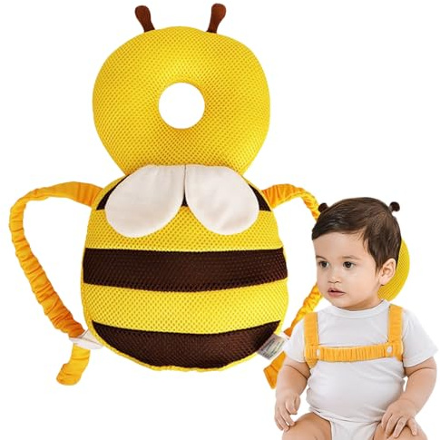 Protezione per la testa del bambino, morbida protezione per la testa del bambino, con design a forma di ape, per gattonare, regolabile, accessorio per imparare a camminare per viaggi, cortile, interni
