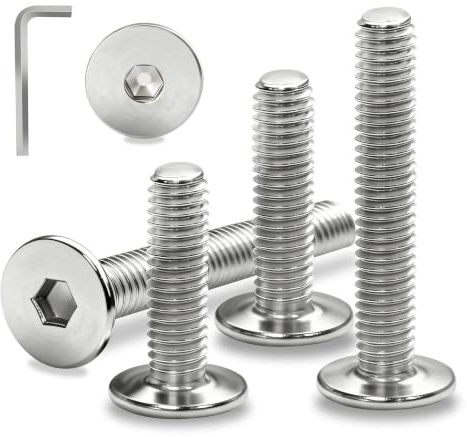 Ezitruz Flachkopfschrauben M6x60 mm Schrauben Edelstahl A2 V2A Linsenkopfschrauben Innensechskant 15 Stück Möbelschrauben Vollgewinde Maschinenschrauben für Möbel Haushalt Bauwesen Reparieren