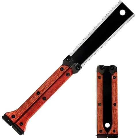 Verazquy Professional Folding Pull Saw, Double Edge SK5 Blade 2-Side Grinding Teeth for Wood Flush Cuts Drywall and DIY Pruning Compact Hand Saw with Wood Handle